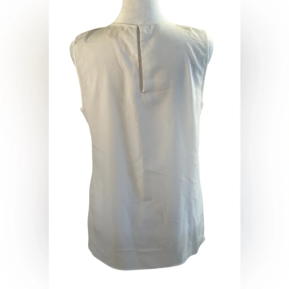 Michael Kors White Pleated Tank Top